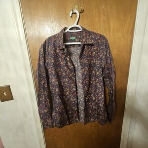 United Colors Of Benetton Navy Floral Shirt with Yellow & Orange Flowers